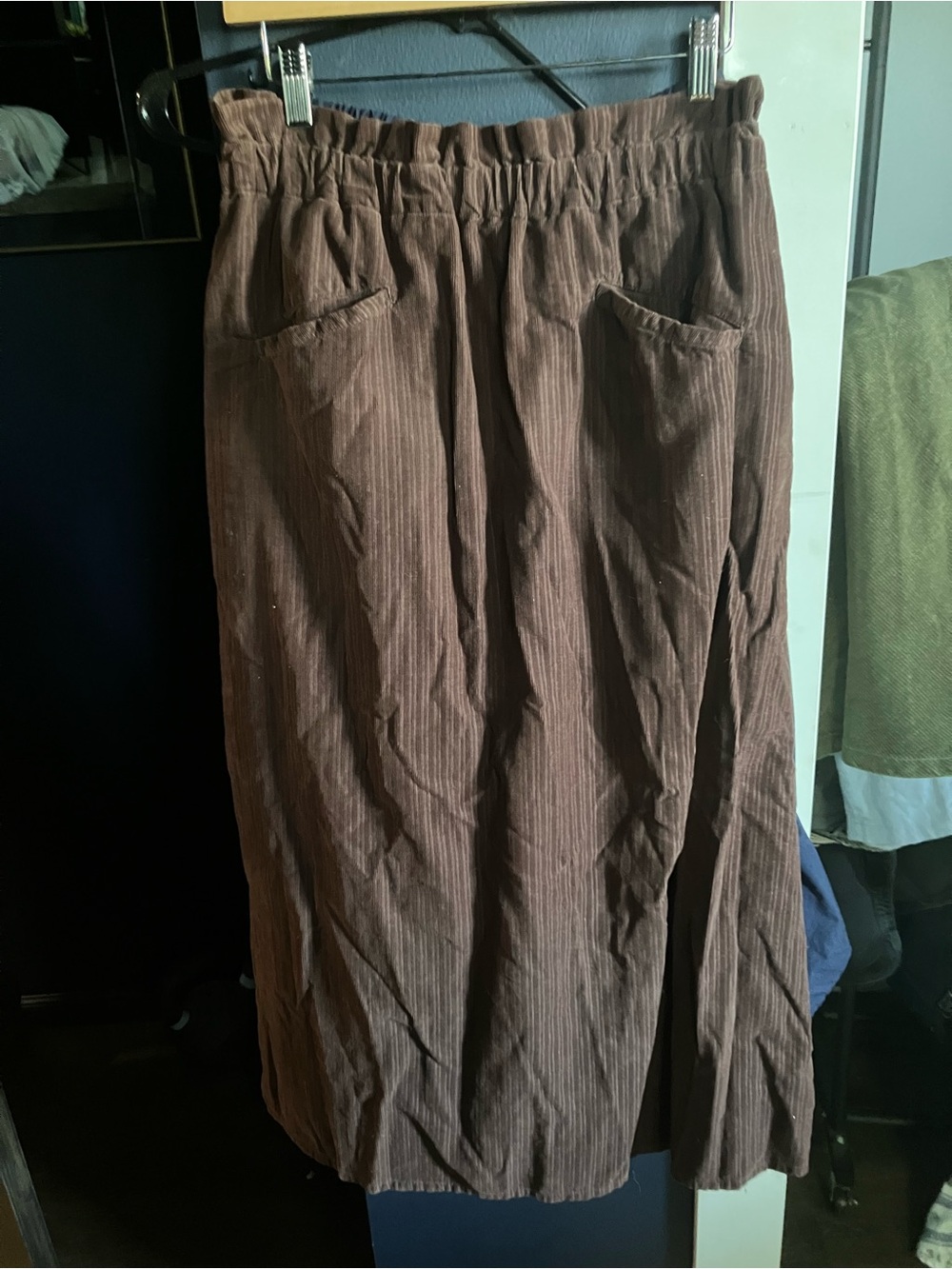Flax Brown Corduroy women’s skirt Elastic-Waist